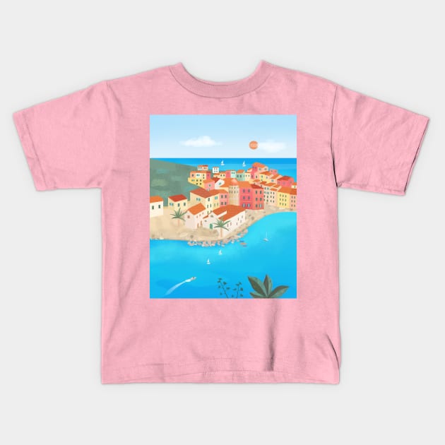 Vernazza, Cinque Terre, Italy Kids T-Shirt by Petras